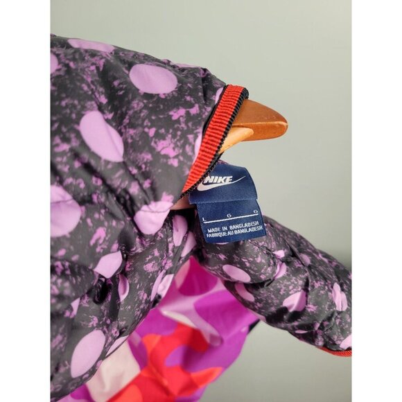 Nike Girls Size L Reversible Purple Polka Dot & Camo Zip Puffer Vest - Picture 5 of 5